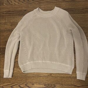 Vince Cream Crew Neck Sweater with Ribbed Texture